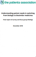 Understanding patient needs in switching from biologic to biosimilar medicines: Final report of survey and focus group findings